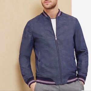 Ted Baker London Men’s Reactiv Slim Checkered Cotton Linen Bomber Jacket 4